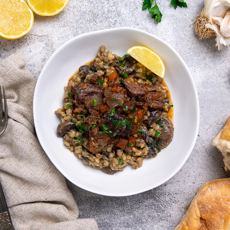 Davide's Slow Cooked Beef Cheeks With Porcini Orzotto
