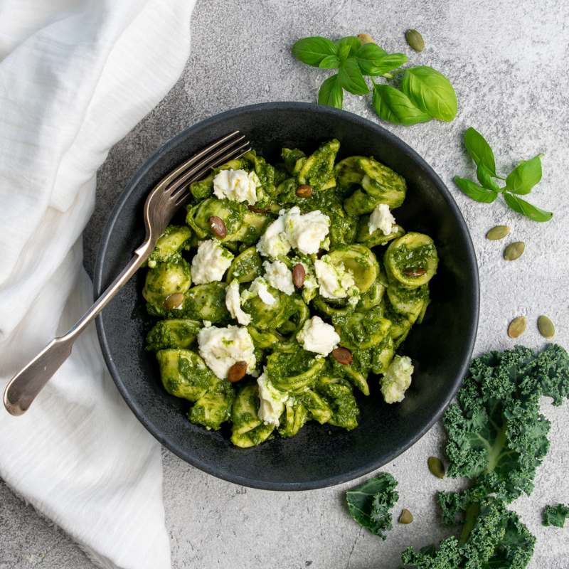 Gavin's Orecchiette With Basil Kale Pesto & Ricotta