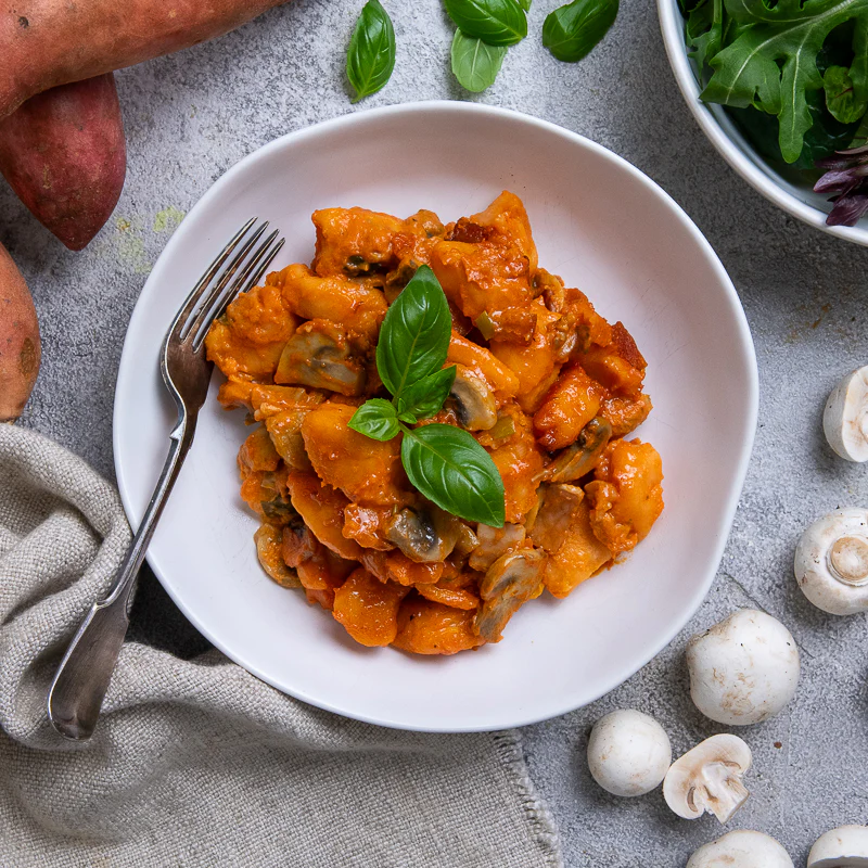Rebecca's Sweet Potato Gnocchi Boscaiola
